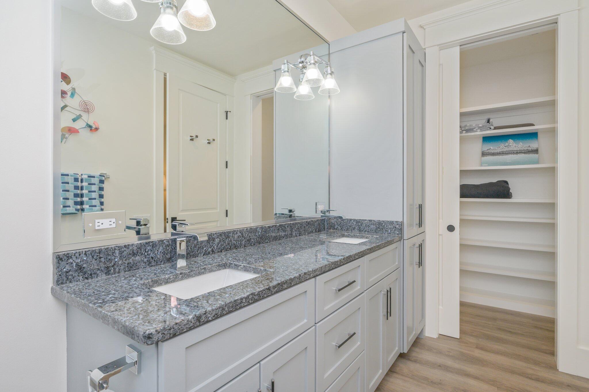 30 Fox Lake Drive Santa Rosa Beach, FL 32459 - Photo 51 of 90 a bathroom with a granite countertop sink and a mirror