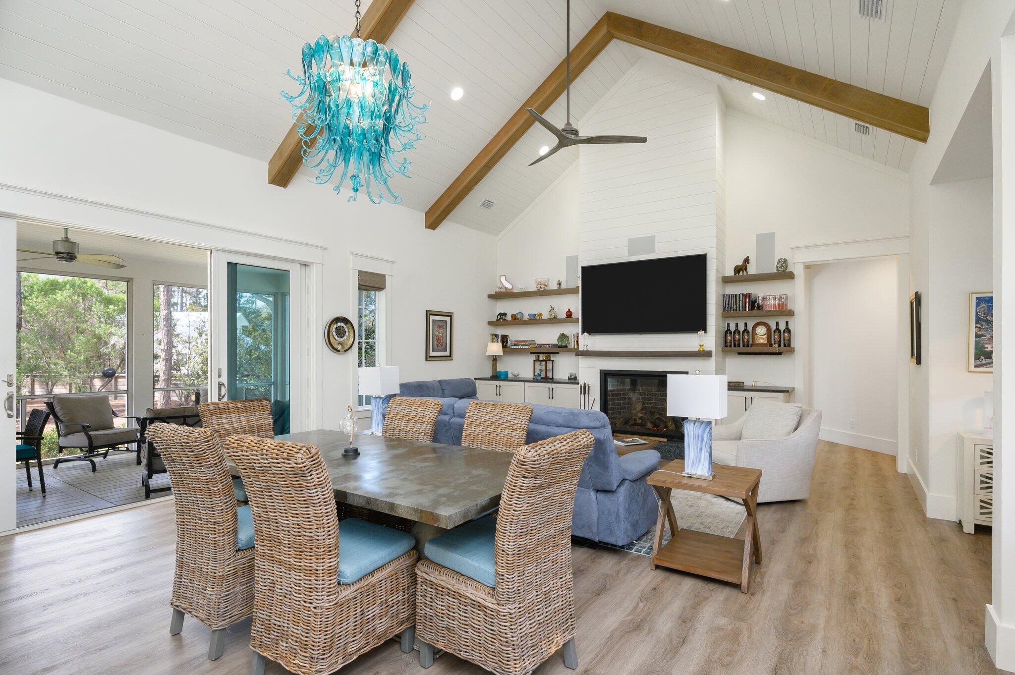 30 Fox Lake Drive Santa Rosa Beach, FL 32459 - Photo 6 of 90 a living room with fireplace furniture and a flat screen tv