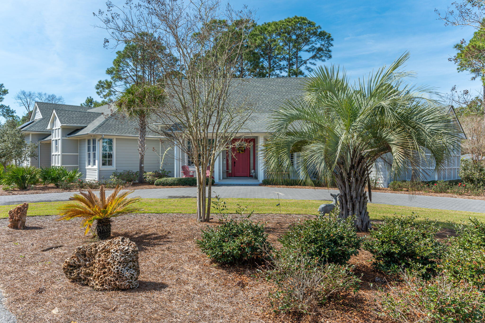 30 Fox Lake Drive Santa Rosa Beach, FL 32459 - Photo 66 of 90 a view of a house with swimming pool and a small yard