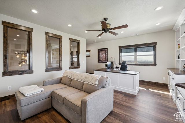 6117 North Rocky Ridge Road Peoa, UT 84061 - Photo 48 of 83 Bedroom with dark wood-type flooring and ceiling fan