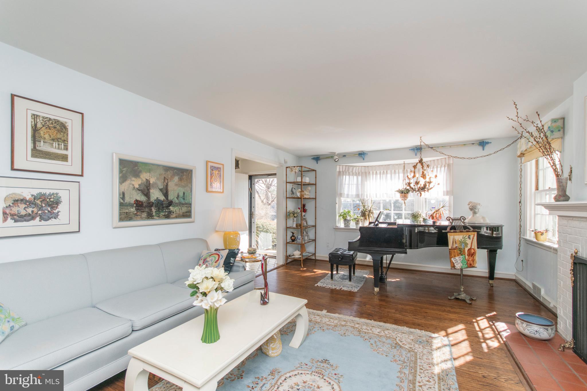 623 Laverock Road Glenside, PA 19038 - Photo 4 of 37 Formal Living Room w bay window & wood burning FP