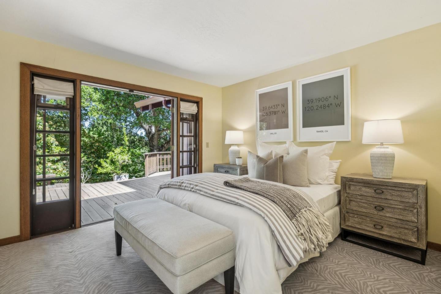 19 Preston Road Woodside, CA 94062 - Photo 11 of 30 a bedroom with a bed and large windows
