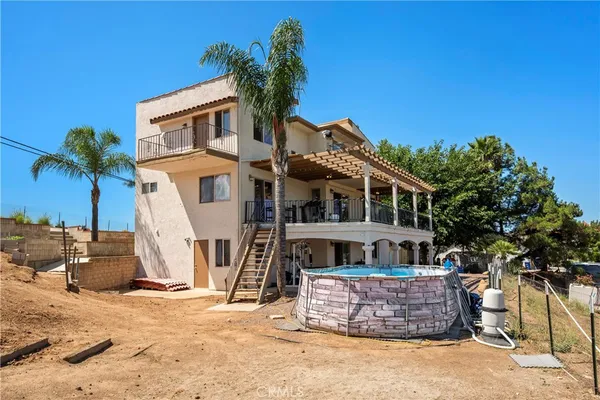 a view of a terrace with mountain view