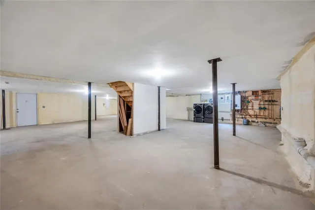 a view of a room with a garage