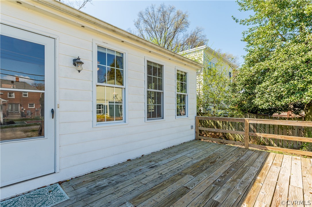 1910 Seddon Road Richmond, VA 23227 - Photo 32 of 39 a view of balcony with wooden floor and fence