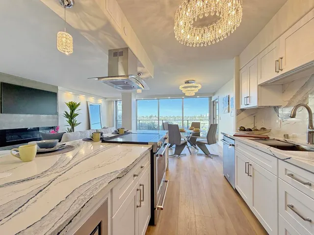 a kitchen with lots of counter space