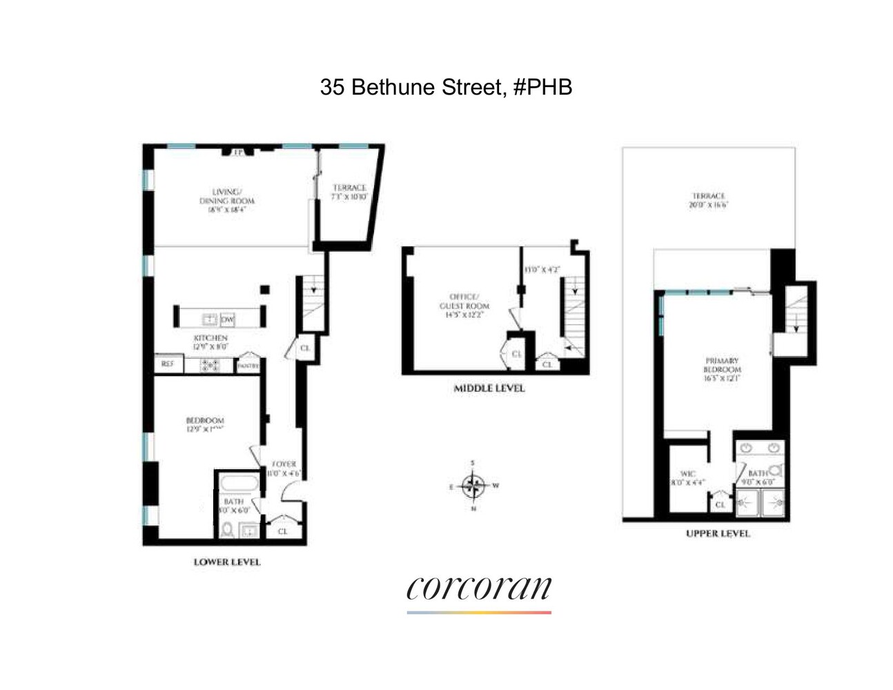 35 Bethune Street, Unit PHB Manhattan, NY 10014 - Photo 13 of 13 a picture of a floor plan