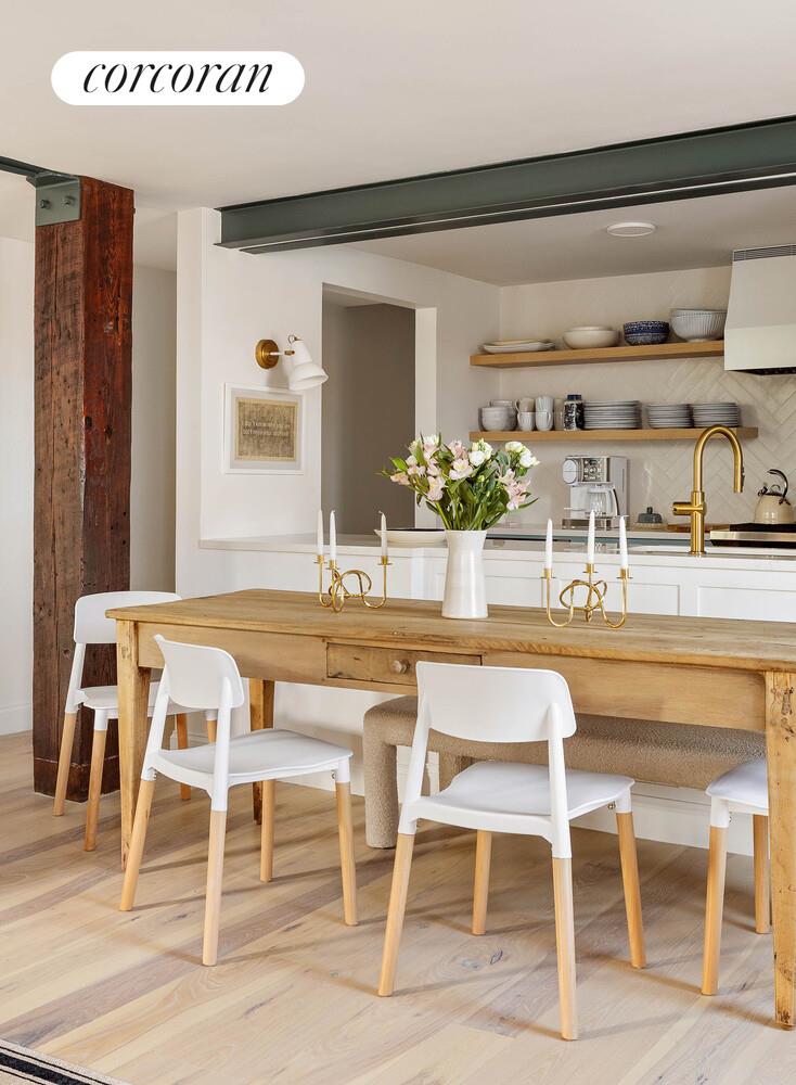 35 Bethune Street, Unit PHB Manhattan, NY 10014 - Photo 6 of 13 a dining table with chairs and view of kitchen