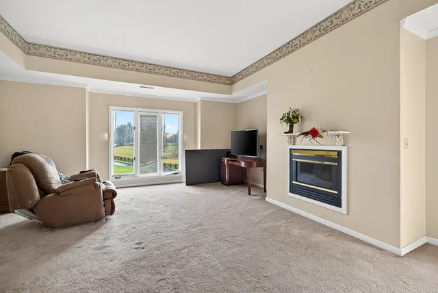 a view of livingroom with furniture and fireplace