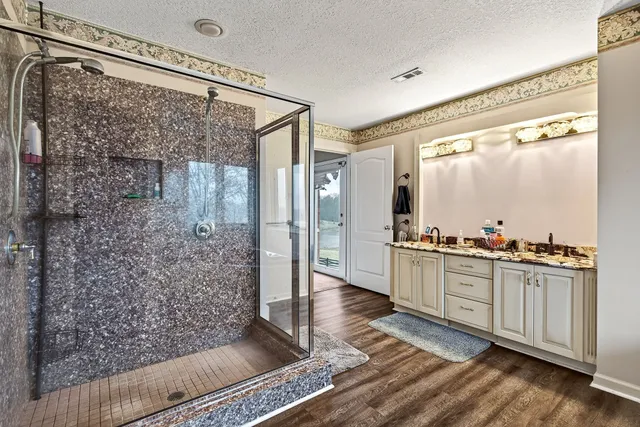 a bathroom with a shower