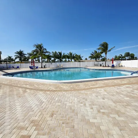 a view of a park with palm trees