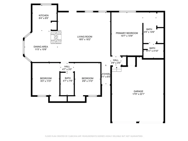 a picture of a bench in a white building