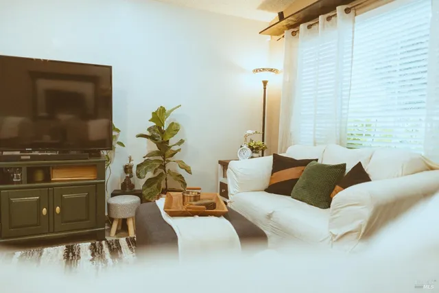 a living room with furniture and a flat screen tv