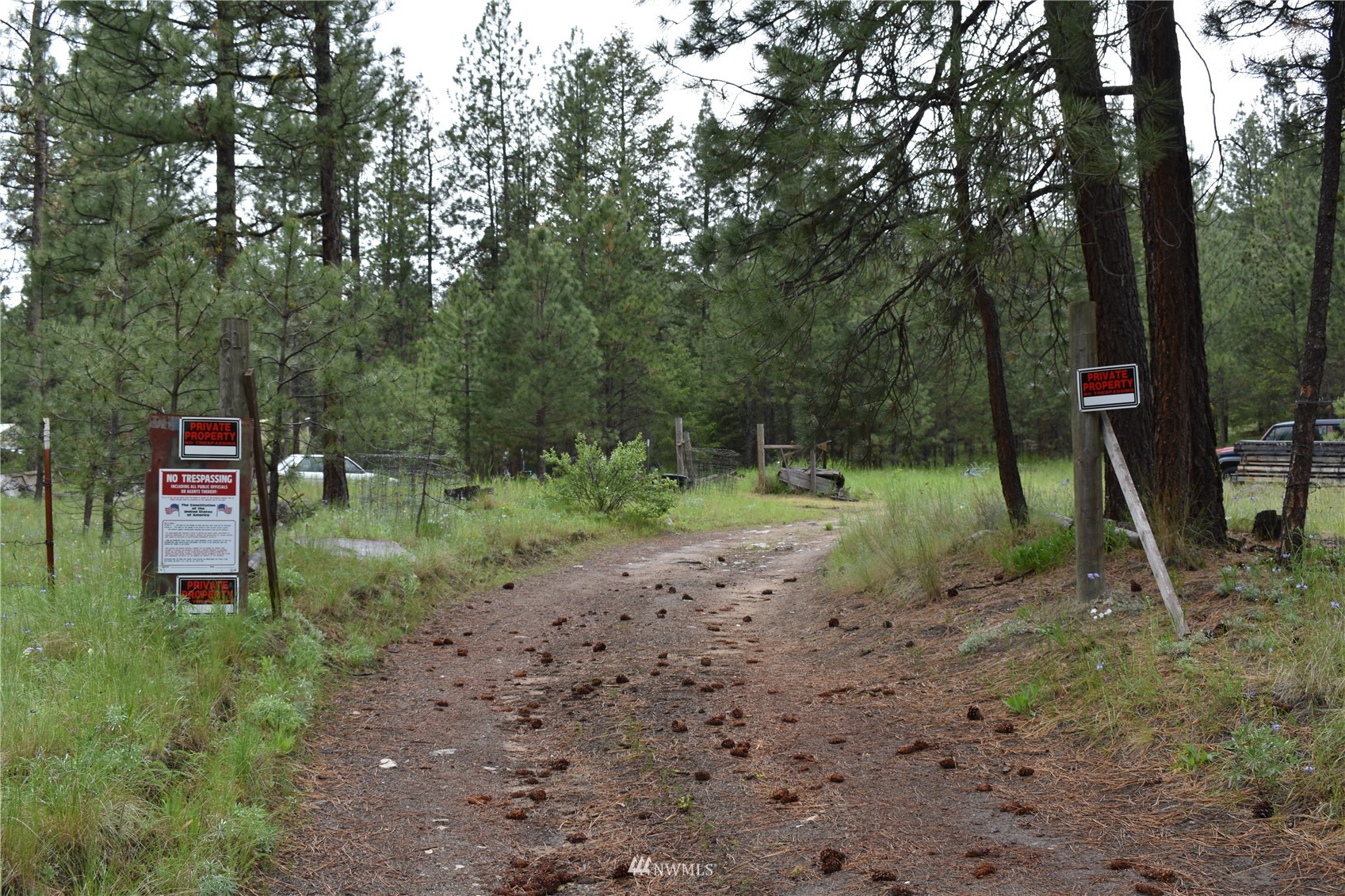 6-lot Turtle Run Road Tonasket, WA 98855 - Photo 12 of 40 a flag is sitting in the middle of forest