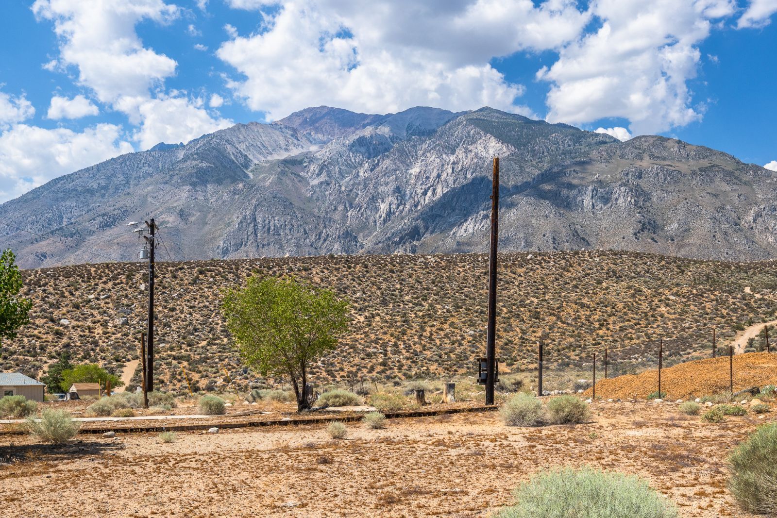 1600 Pine Creek Road Bishop, CA 93514 - Photo 8 of 34 a view of a dry yard with wooden fence