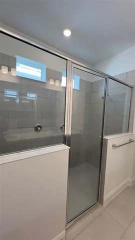a bathroom with a shower