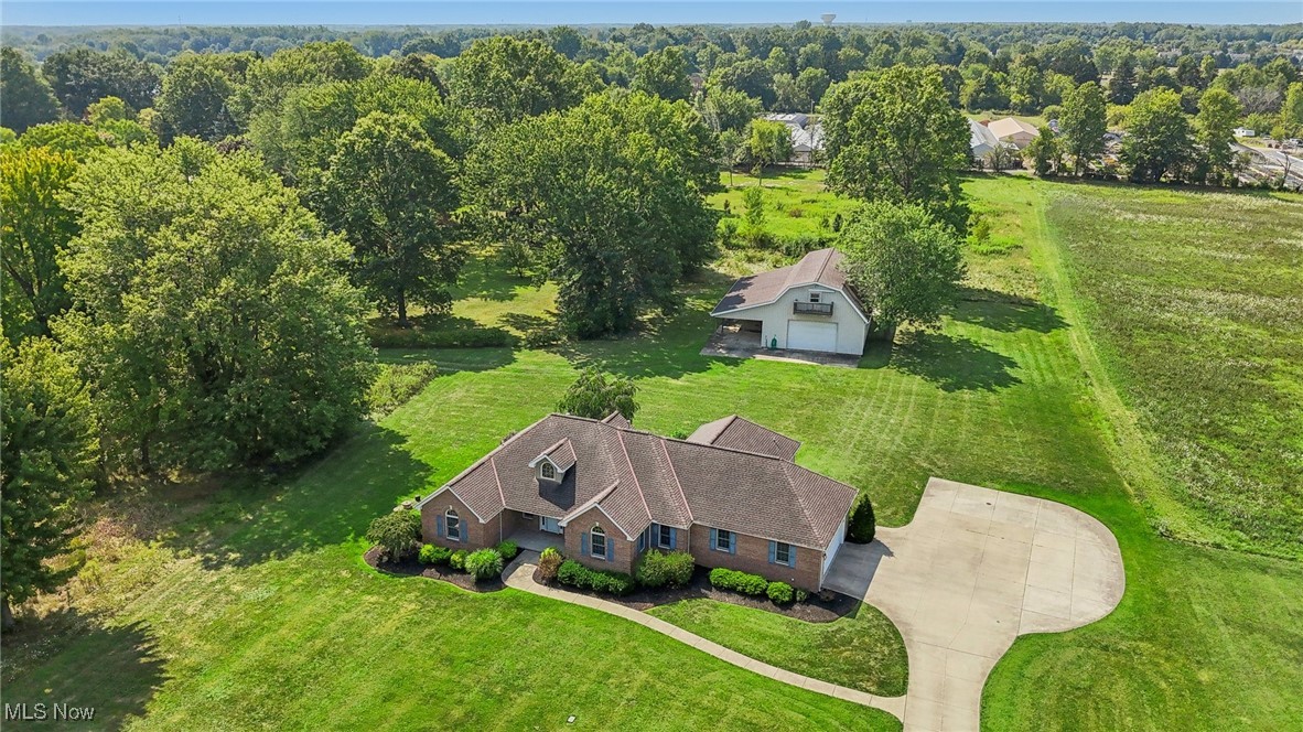 36155 Kinzel Road Avon, OH 44011 - Photo 1 of 38 Front aerial view, Ranch retreat on 2.5 acres with spacious 2 story barn