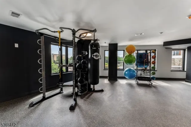 a view of a room with gym equipment