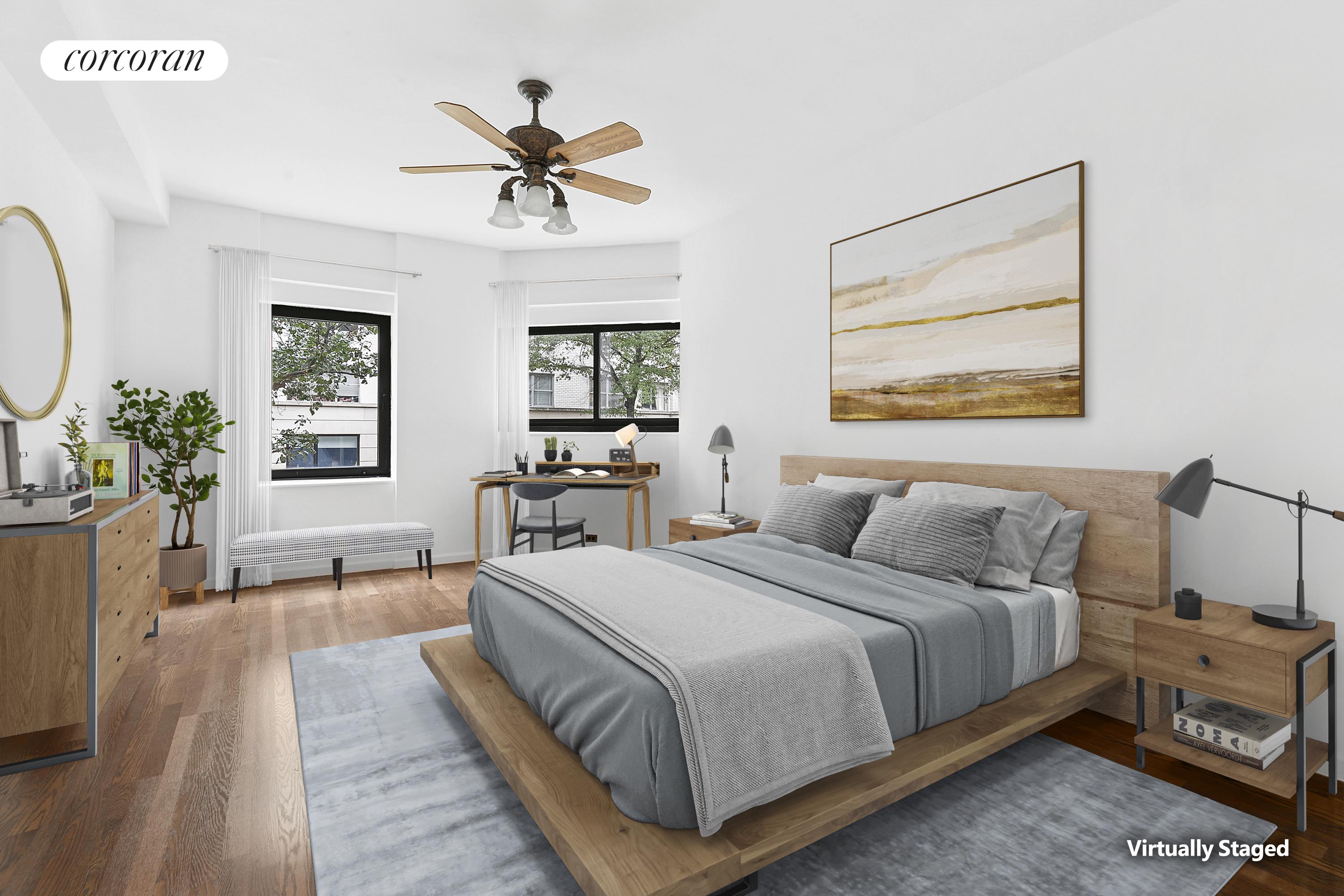 25 East 83rd Street, Unit 2E Manhattan, NY 10028 - Photo 15 of 19 a bedroom with a bed and a chandelier