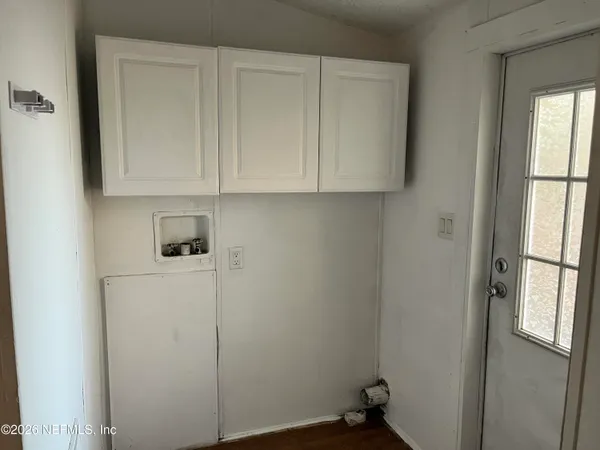 a view of cabinets with window
