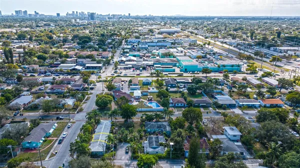 an aerial view of a city