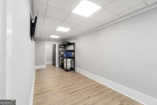 a view of a balcony with dining area