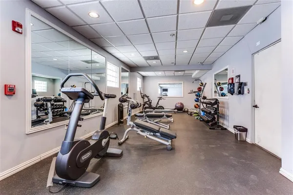 a view of a room with gym equipment
