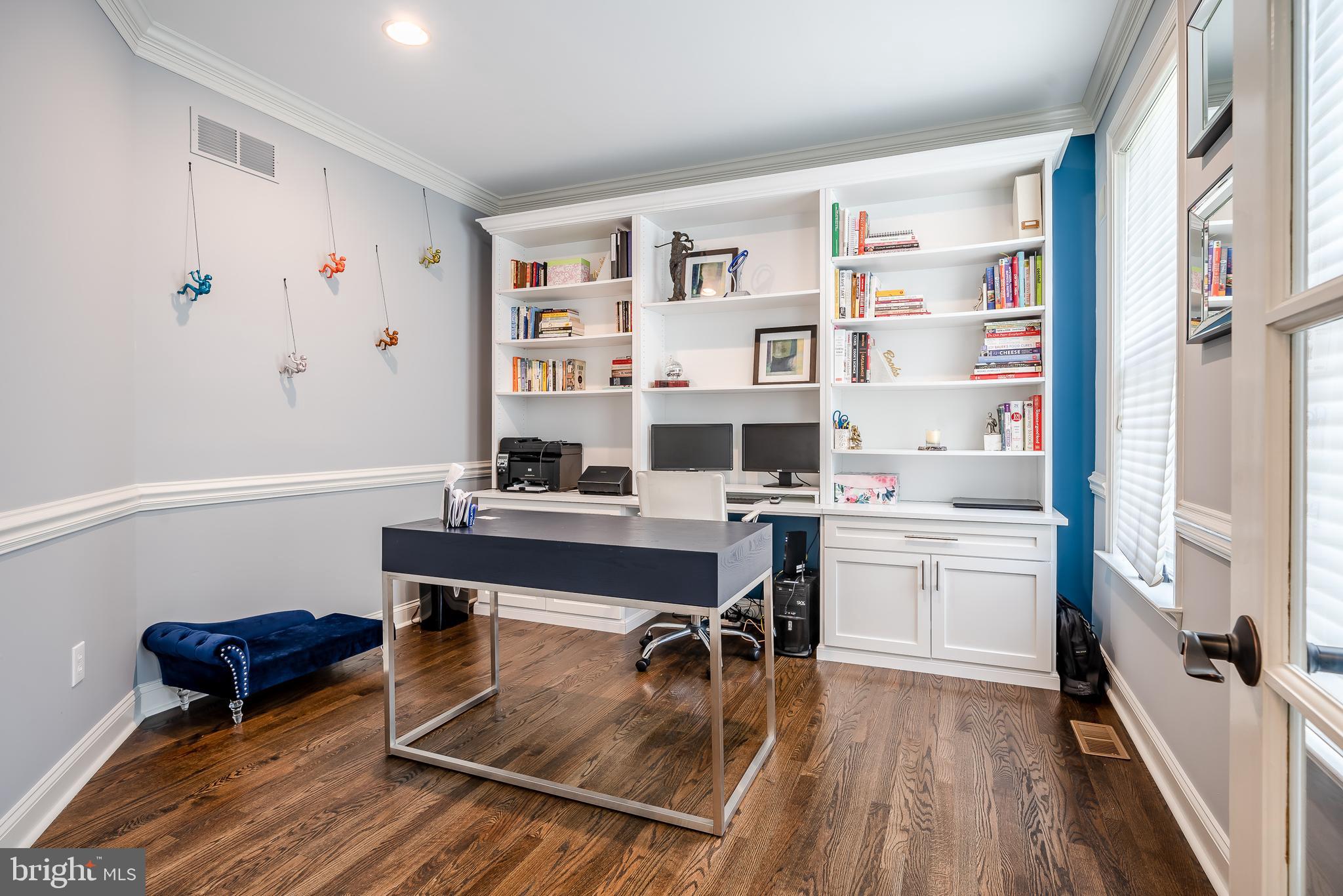 Office with built in bookcases