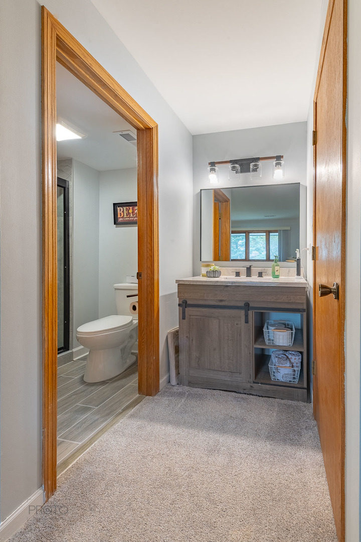 11015 South 84th Avenue, Unit 3C Palos Hills, IL 60465 - Photo 21 of 30 a bathroom with a sink a toilet and a mirror