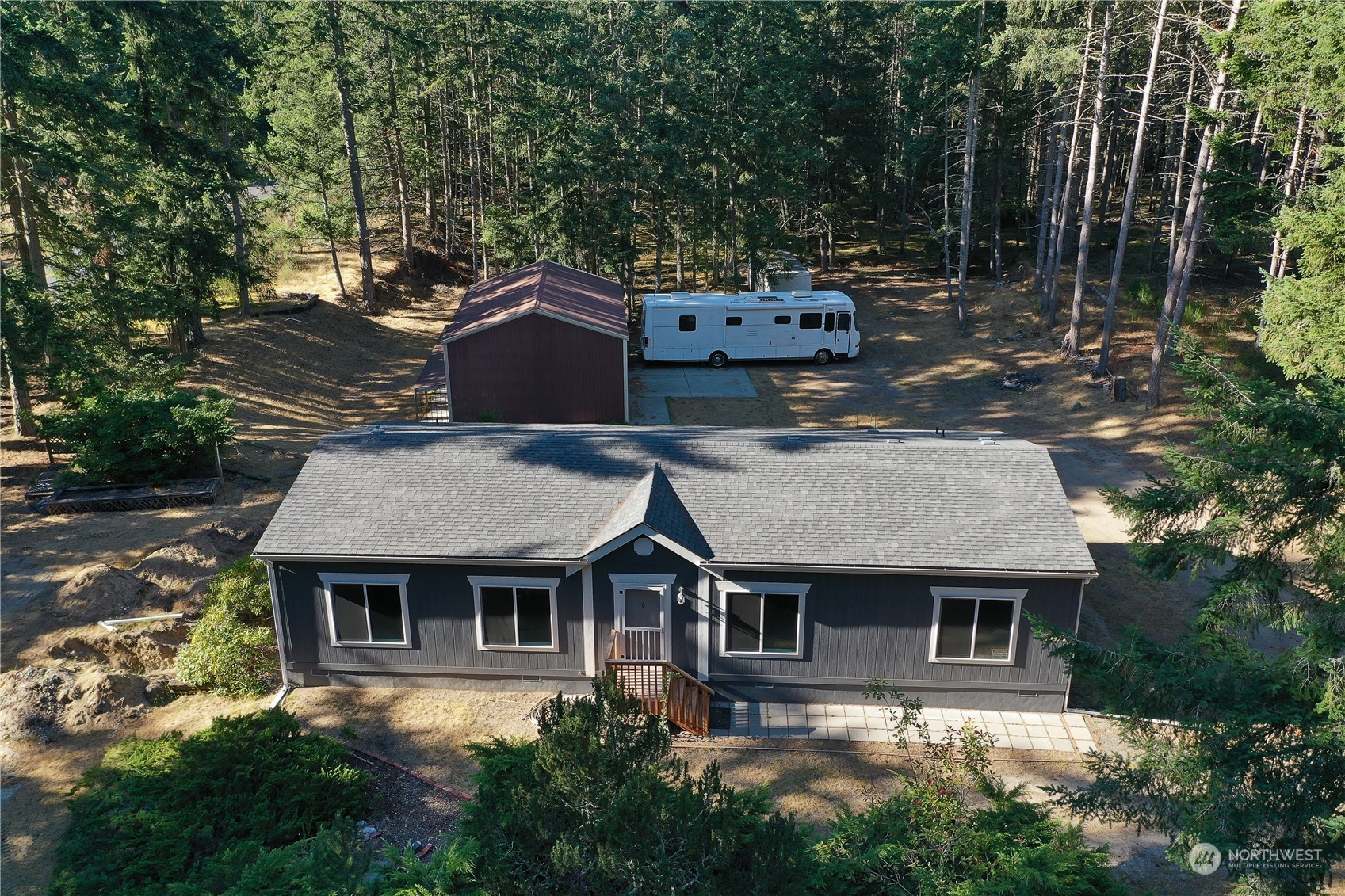 front view of a house with a yard