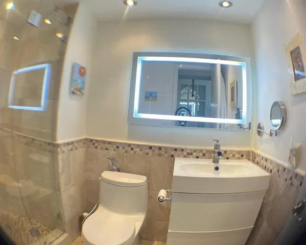 a bathroom with a shower