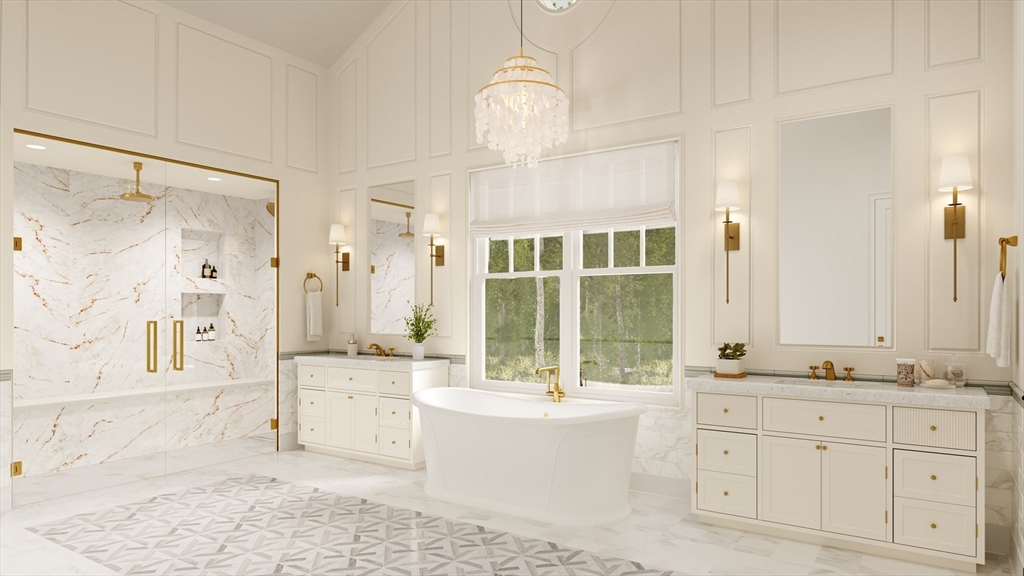 1 Windsor Road Needham, MA 02492 - Photo 5 of 7 a spacious bathroom with a tub sink shower and mirror