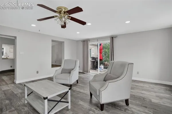 a living room with furniture