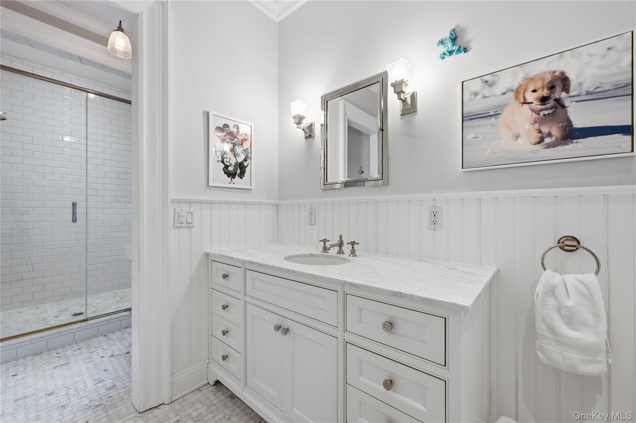 16 Wrights Mill Road Armonk, NY 10504 - Photo 27 of 49 a bathroom with a sink and a mirror