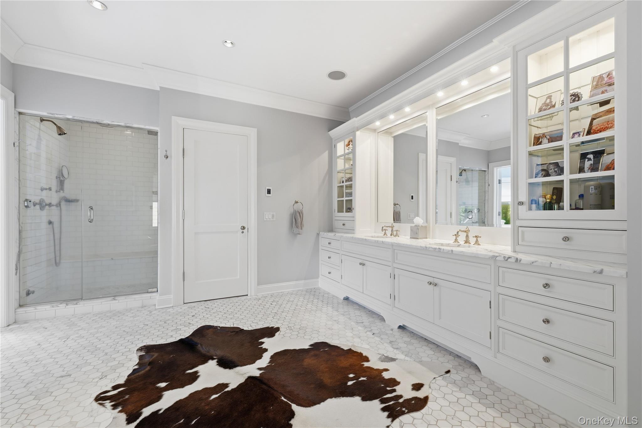 16 Wrights Mill Road Armonk, NY 10504 - Photo 32 of 49 a spacious bathroom with double vanity and a mirror