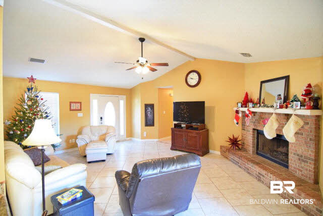 17250 Phillips Place Fairhope, AL 36532 - Photo 4 of 37 Woodburning Fireplace with Massive Brick Hearth