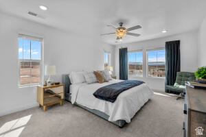 907 West Bright Ridge Ln Street, Unit 1430 St. George, UT 84790 - Photo 17 of 19 Spacious room featuring multiple windows, recessed lighting, and a ceiling fan