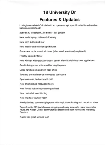 $1,199,000 | 18 University Drive, Natick, MA 01760