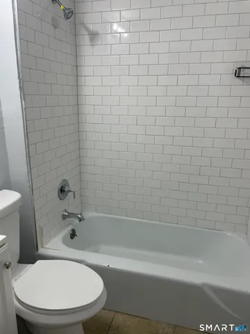 a bathroom with a toilet and a bathtub