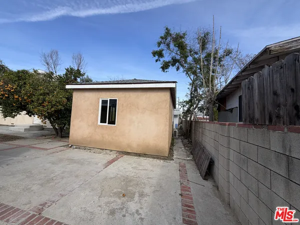 a view of a terrace with a cabinet