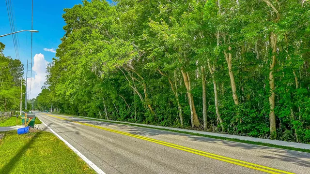 a view of a pathway with a park