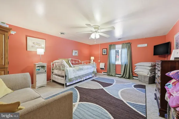 a bedroom with furniture and a flat screen tv
