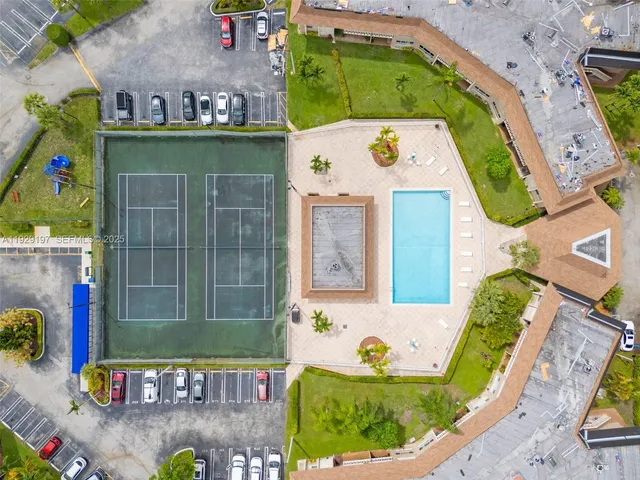 an aerial view of a highlighted house