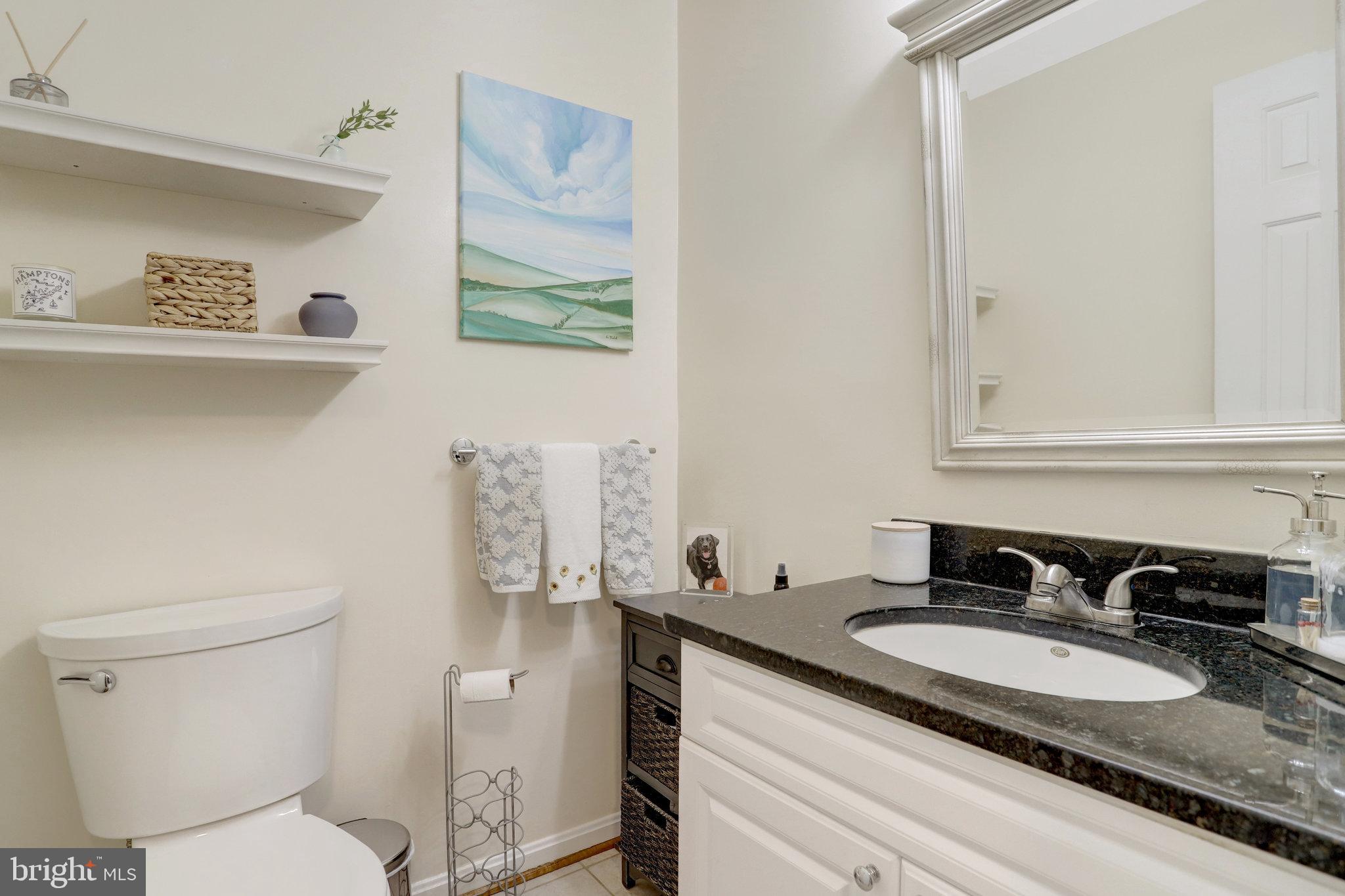 2101 North Rolfe Street, Unit C Arlington, VA 22209 - Photo 13 of 26 a bathroom with a granite countertop sink and a toilet