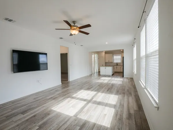 a view of a livingroom with a flat screen tv