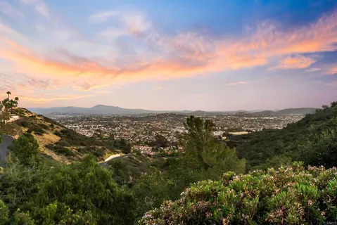 a view of city and mountain