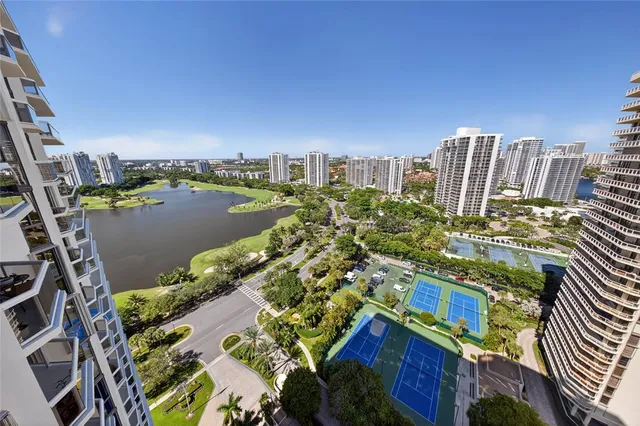 a view of a city with tall buildings