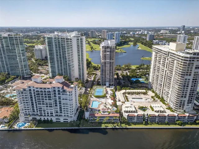 a view of a city with tall buildings