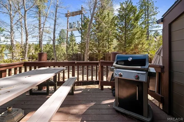 a view of balcony with furniture