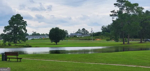 a view of a park and bench